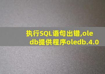 执行SQL语句出错,ole db提供程序oledb.4.0